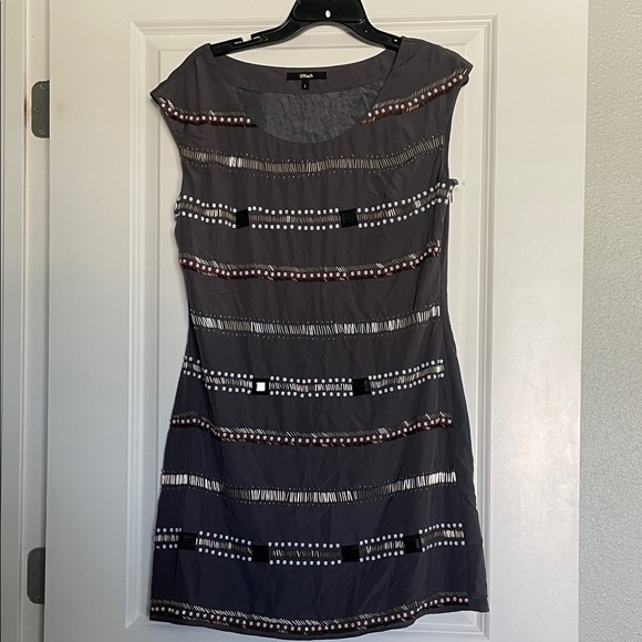 Black Label Dresses & Skirts - Black Label Charcoal Dress with Beaded Accents Size Large NWOT